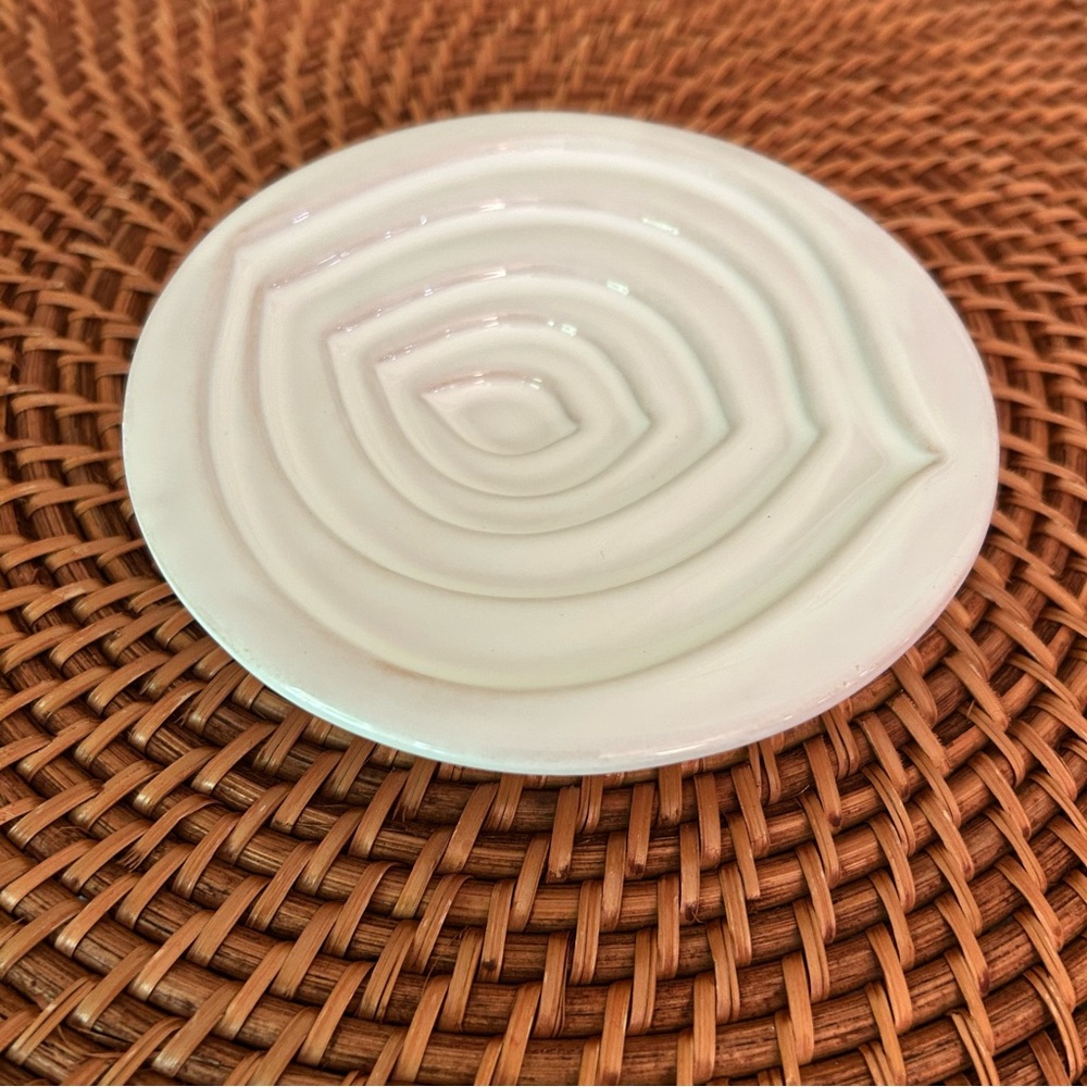 Mary Judge Olive Oil Terraced Dipping Dish 5” Ceramic Leaf Pattern Made In Italy